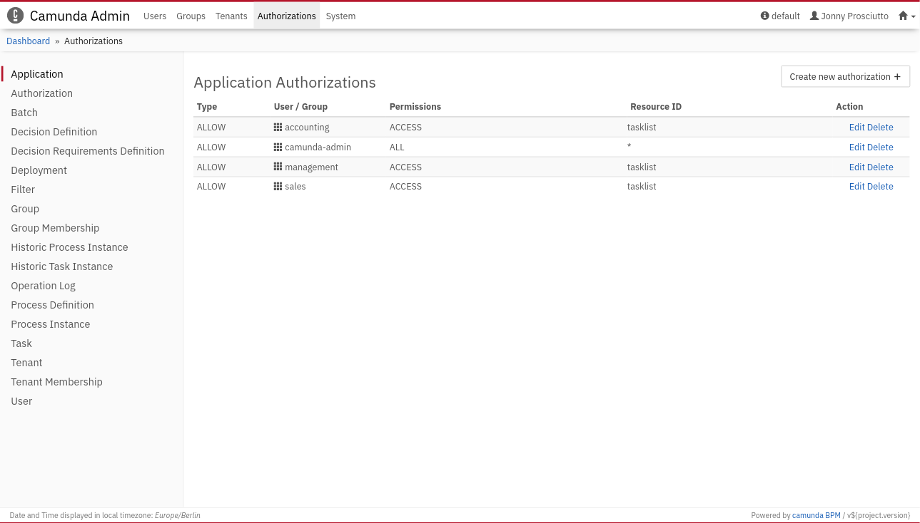 Screenshot of the Admin webapp