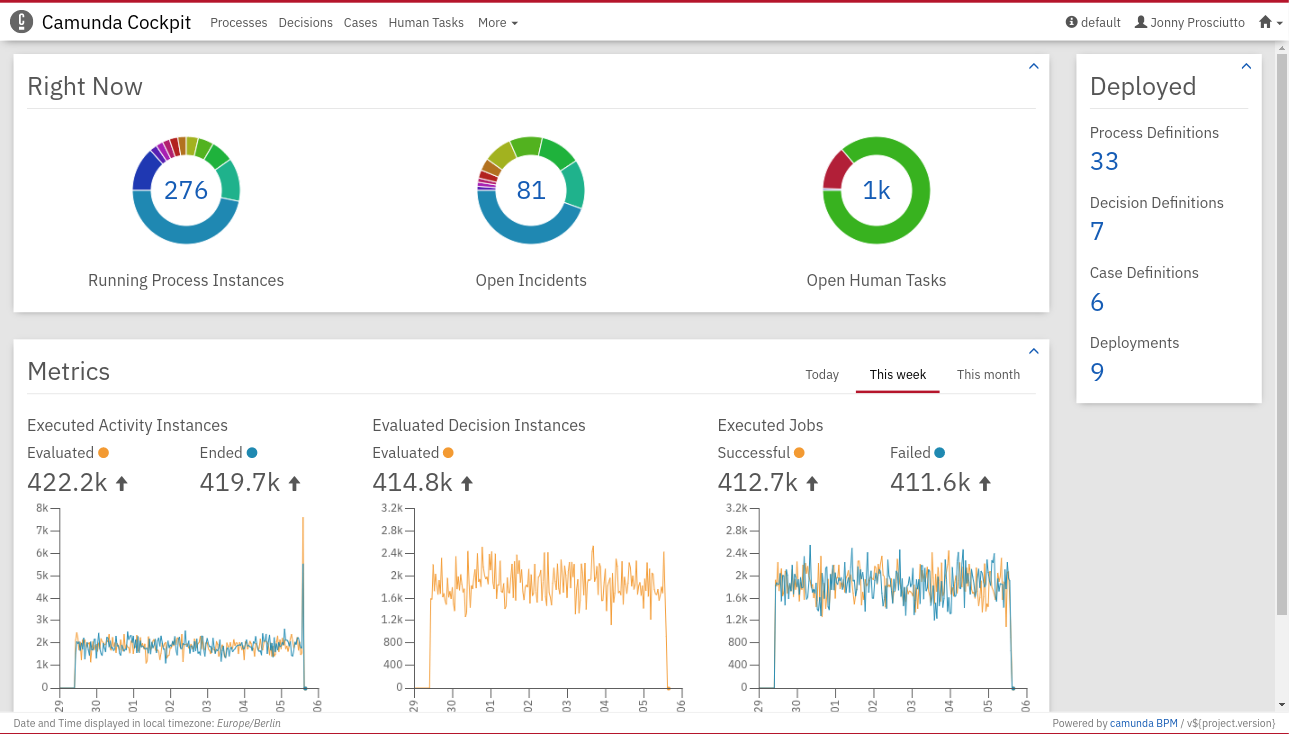 Screenshot of the Cockpit webapp